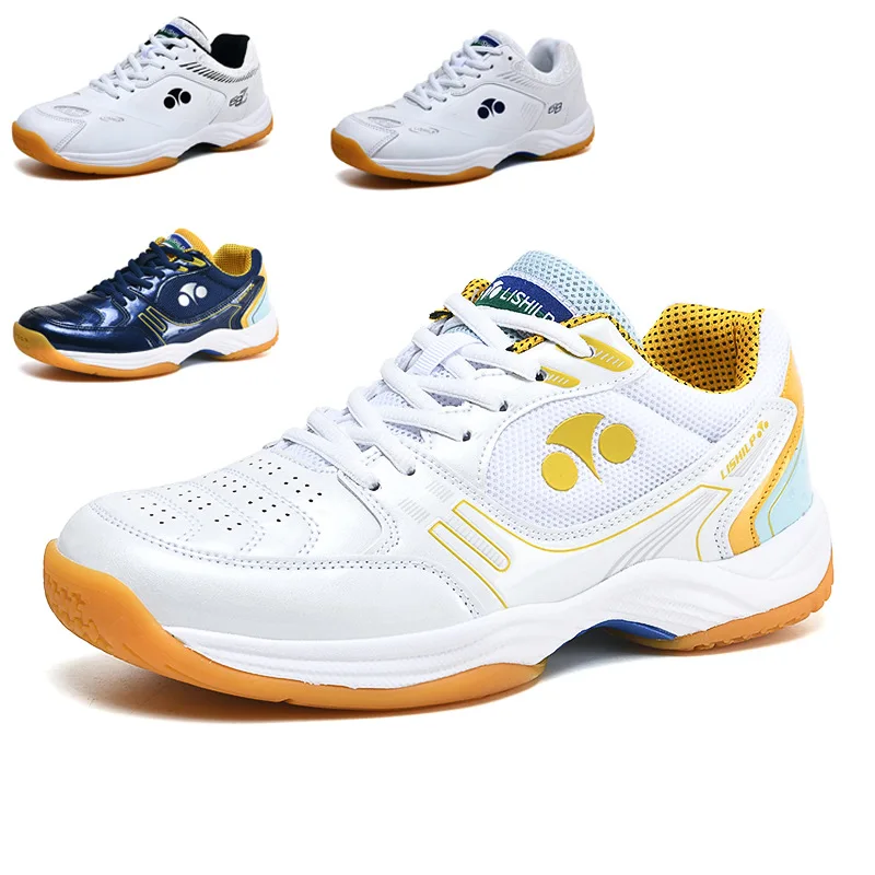 2025 Brand Dark Blue Men Women Non Slip White Badminton Footwear Women Badminton Court Shoes Comfortable Outdoor Sneakers