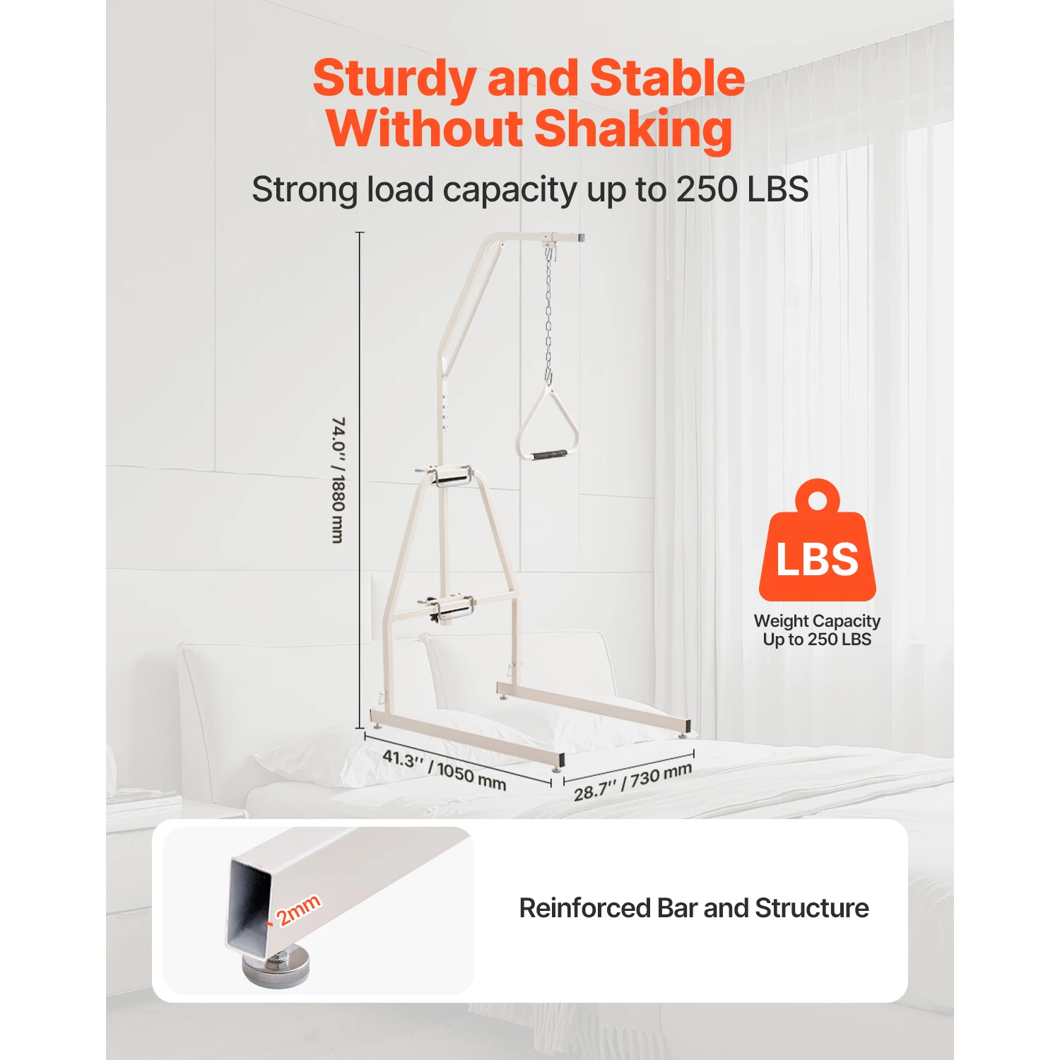Trapeze Bar for Bed Mobility Bed Trapeze with Clamps and Floor Stand Bed Pull Up Assist Suitable for Home Care Hospital