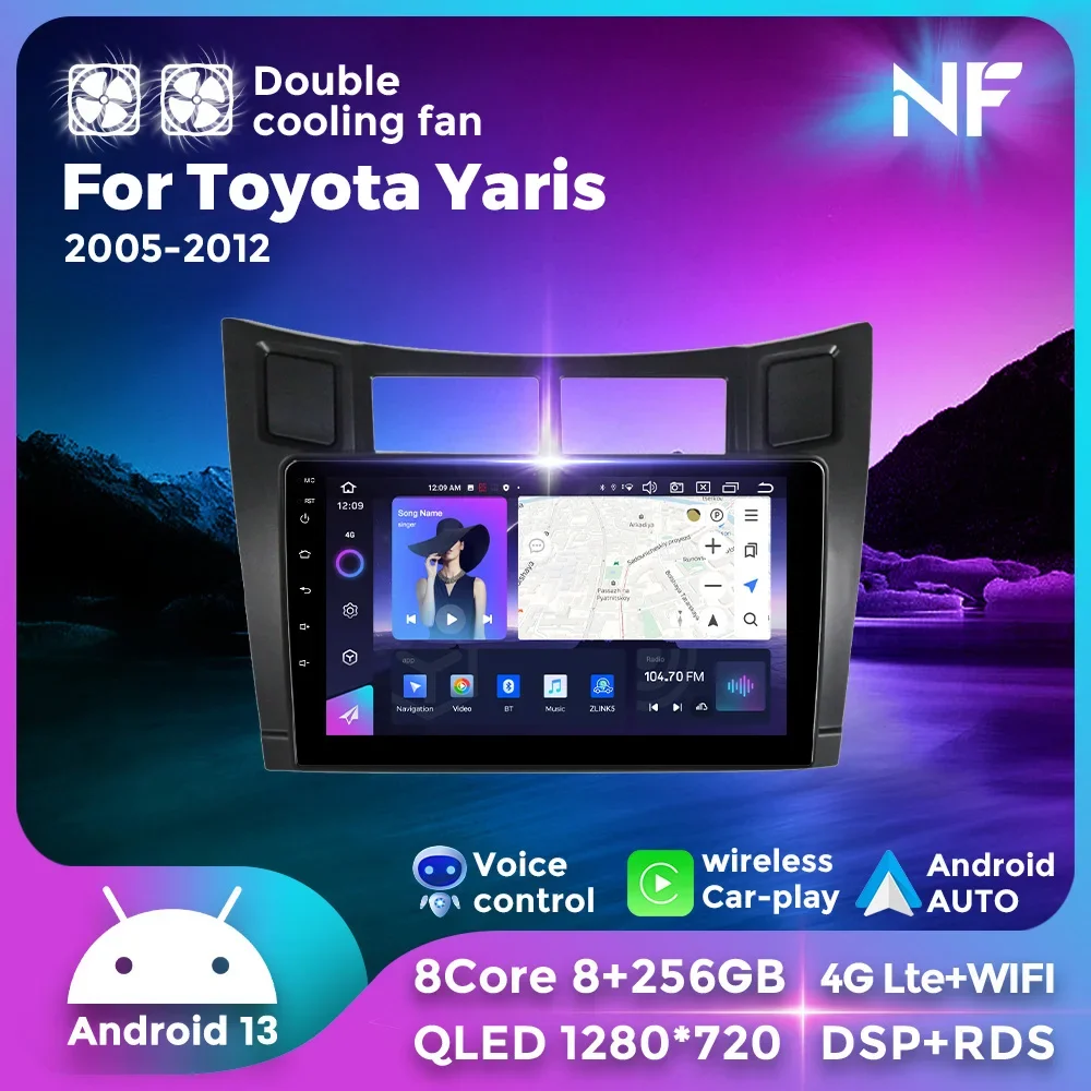 

Android Car Radio Multimedia Video Player for Toyota Yaris 2005-2012 Carplay Auto Stereo 4G WIFI GPS Navigation 2 Din Head Unit