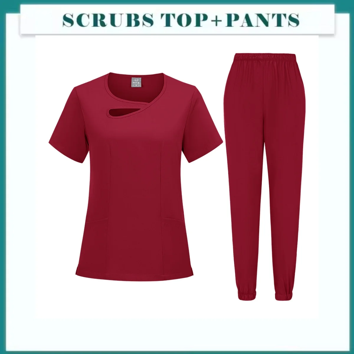 抗シワ手術用ユニフォーム半袖トップス+パンツ看護ユニフォーム女性ペット病院医師コスチューム手術作業服スクラブ