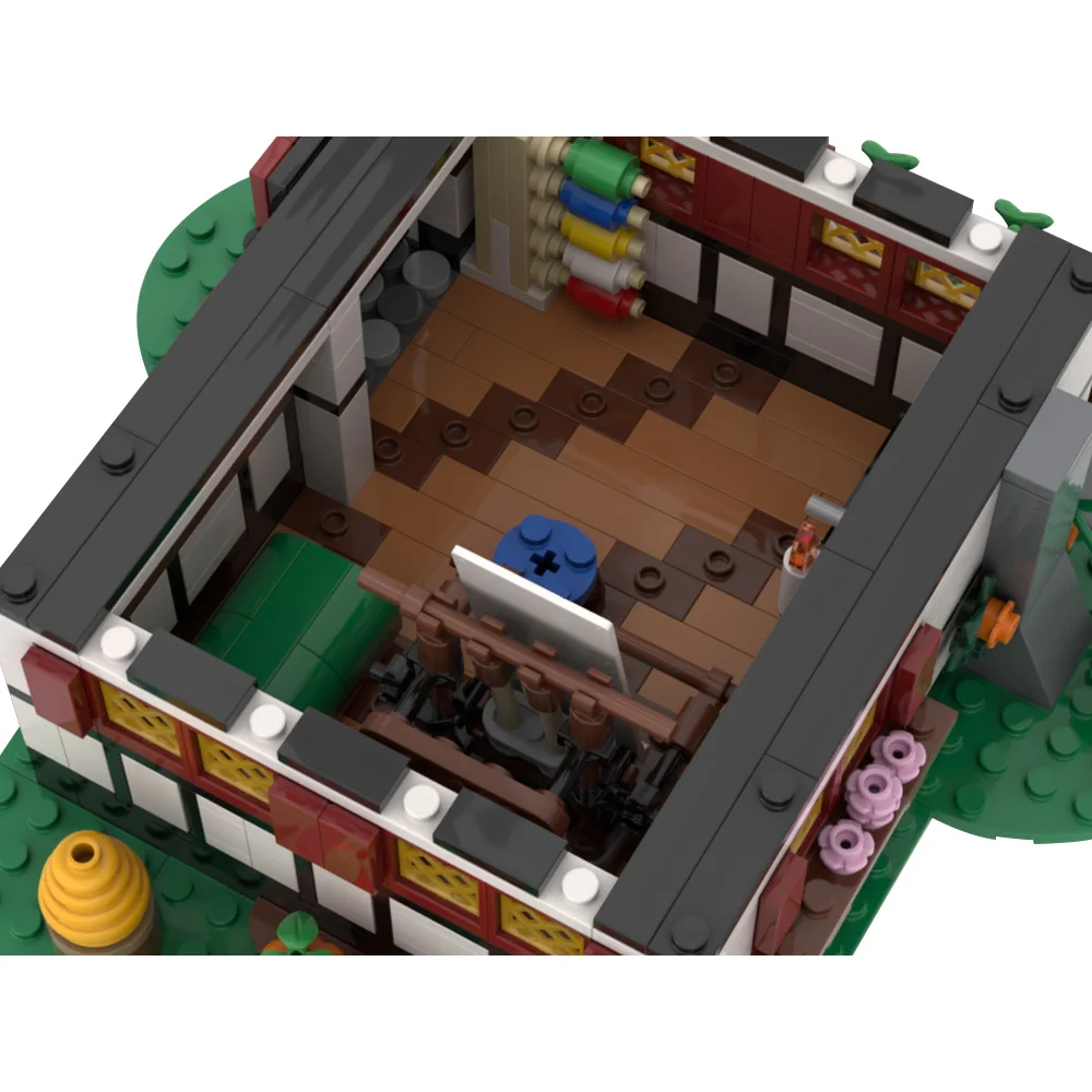 Moc antigo medieval fazenda blocos de construção modelo medieval vegetal jardim casa arquitetura montar brinquedos crianças presentes aniversário