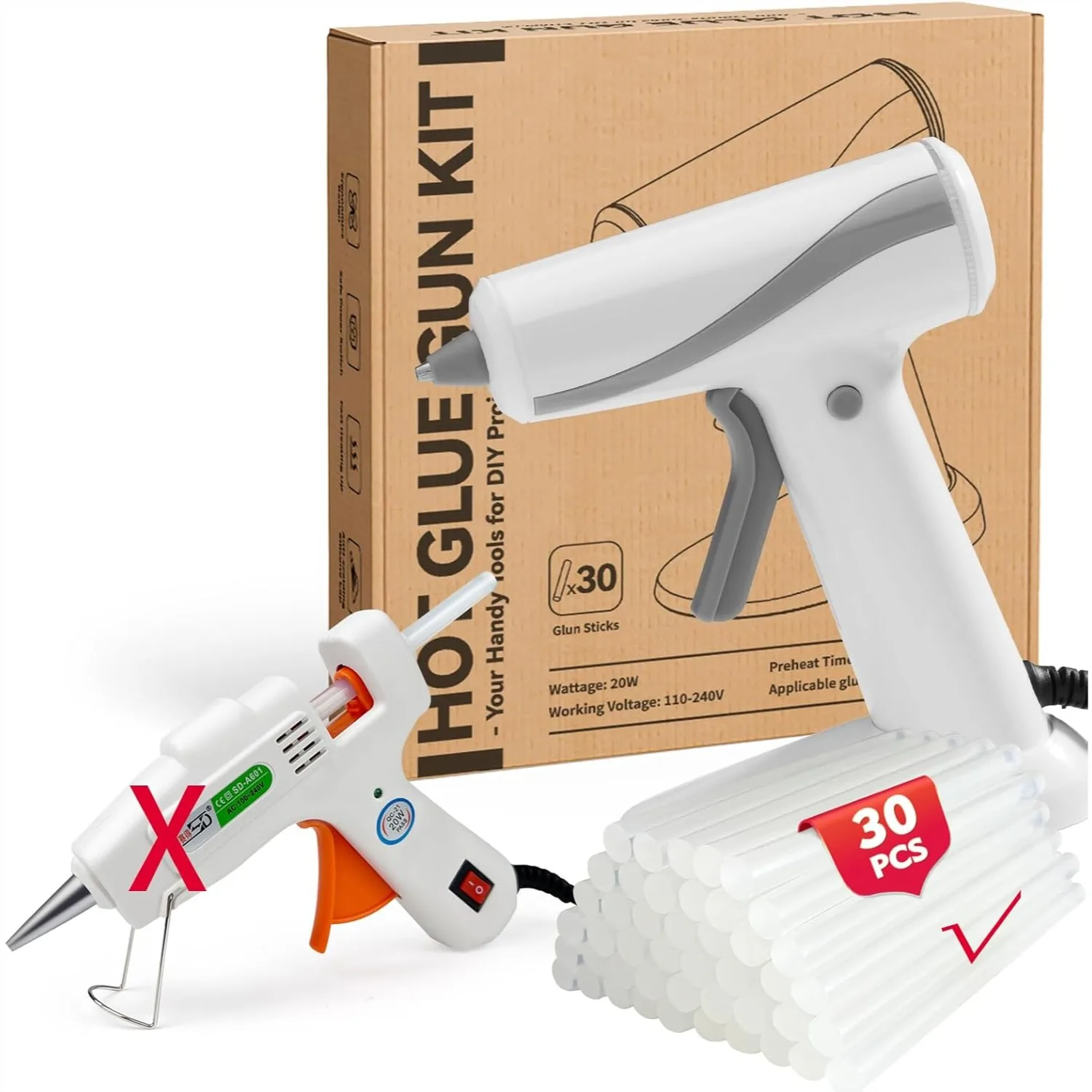 Mini Hot Glue Gun Kit with 30 Glue Sticks, Fast Preheating 1-2 Min, PTC Ceramic Heating System, Anti-Drip Nozzle for Crafts DIY