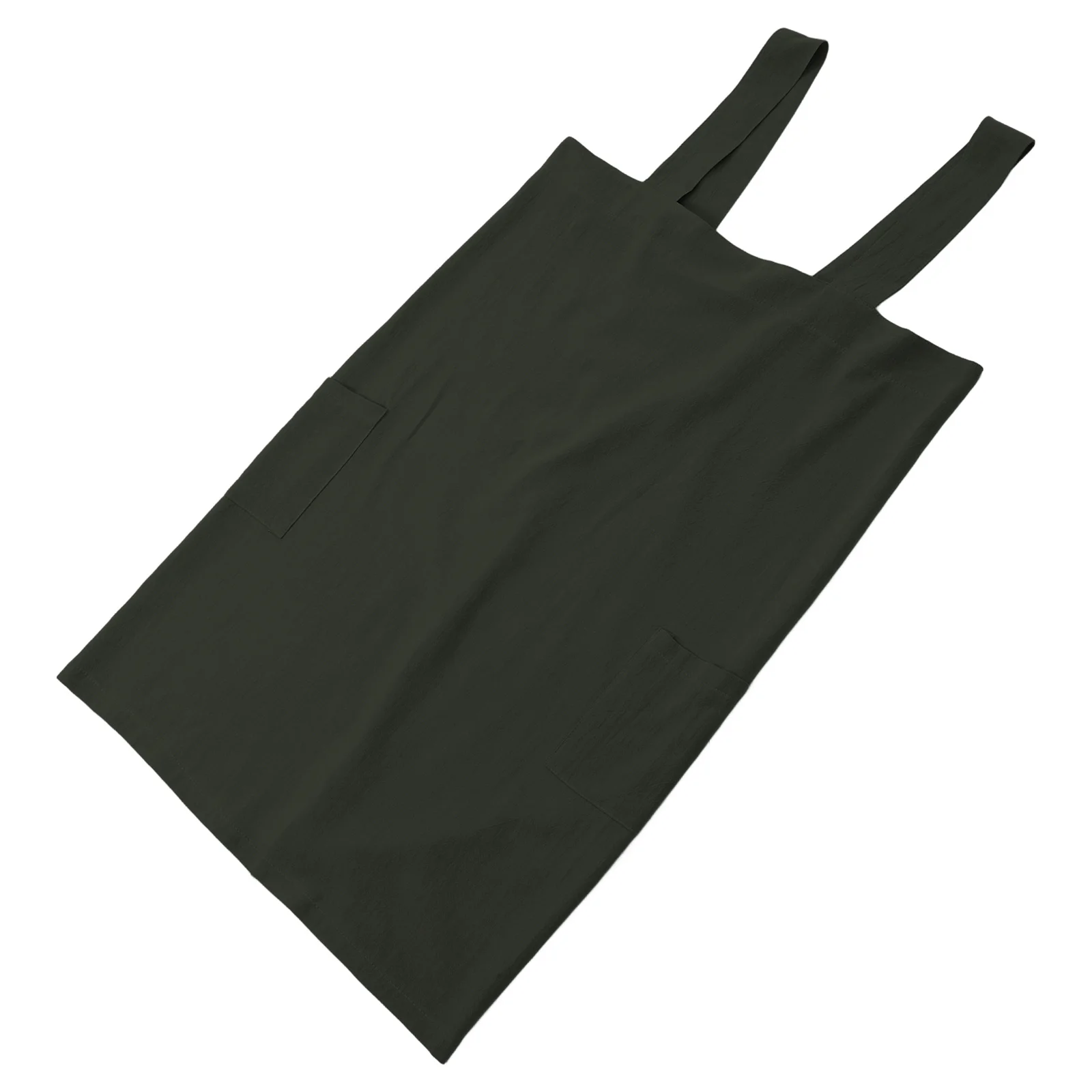 

Cotton Linen Fabric Cross Back Apron Women Comfortable Breathable Pockets Kitchen Gardening Art Activities Versatile Design