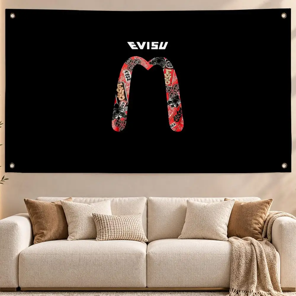 Premium Brand EVISU Flags Aesthetic Wall Hanging Flag Banner Bedroom Living Room Home Decor Large HD