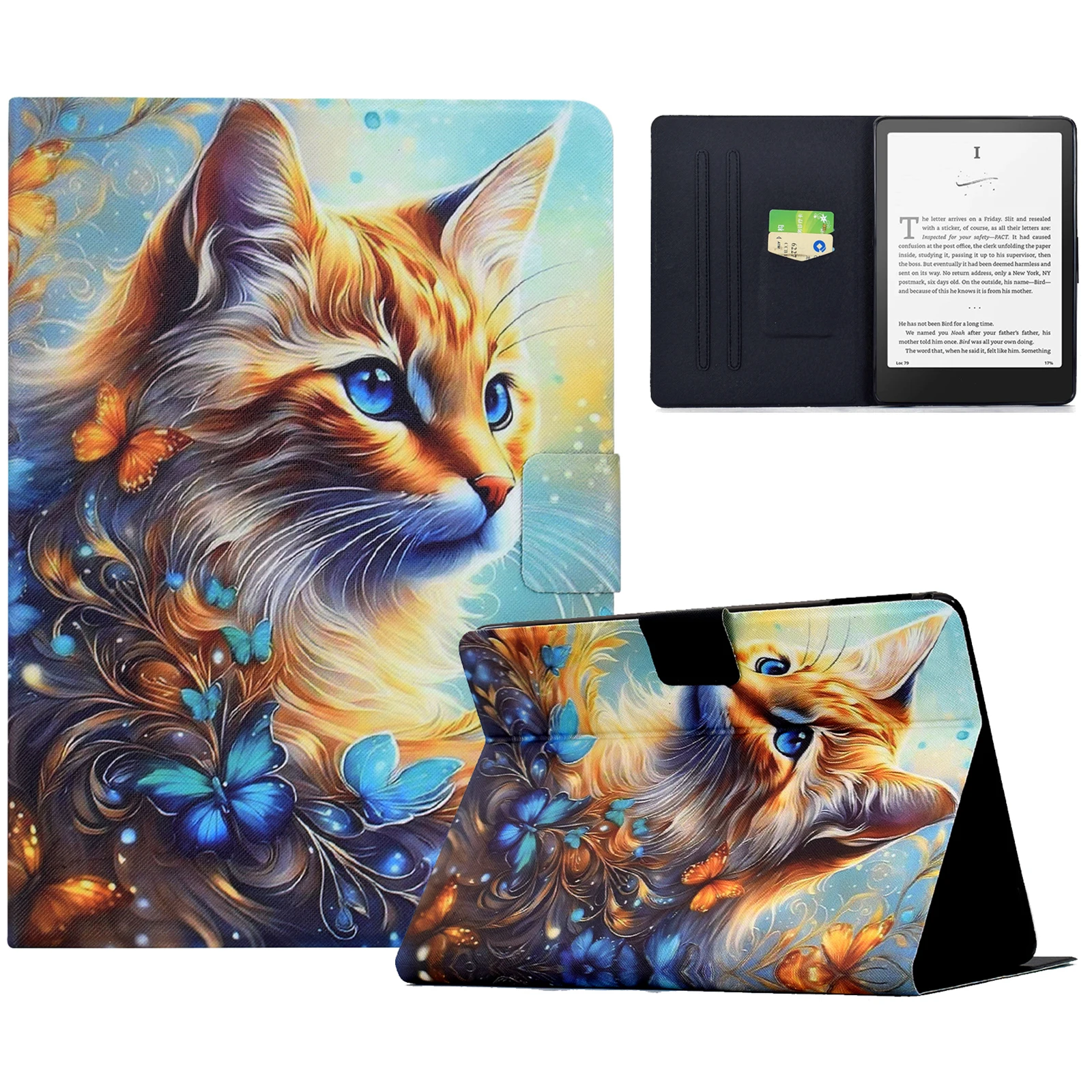 

For Amazon Kindle Paperwhite (2024) Case Colorful Pattern Painting Card Slots Stand Leather Tablet Cover with Auto Sleep / Wak