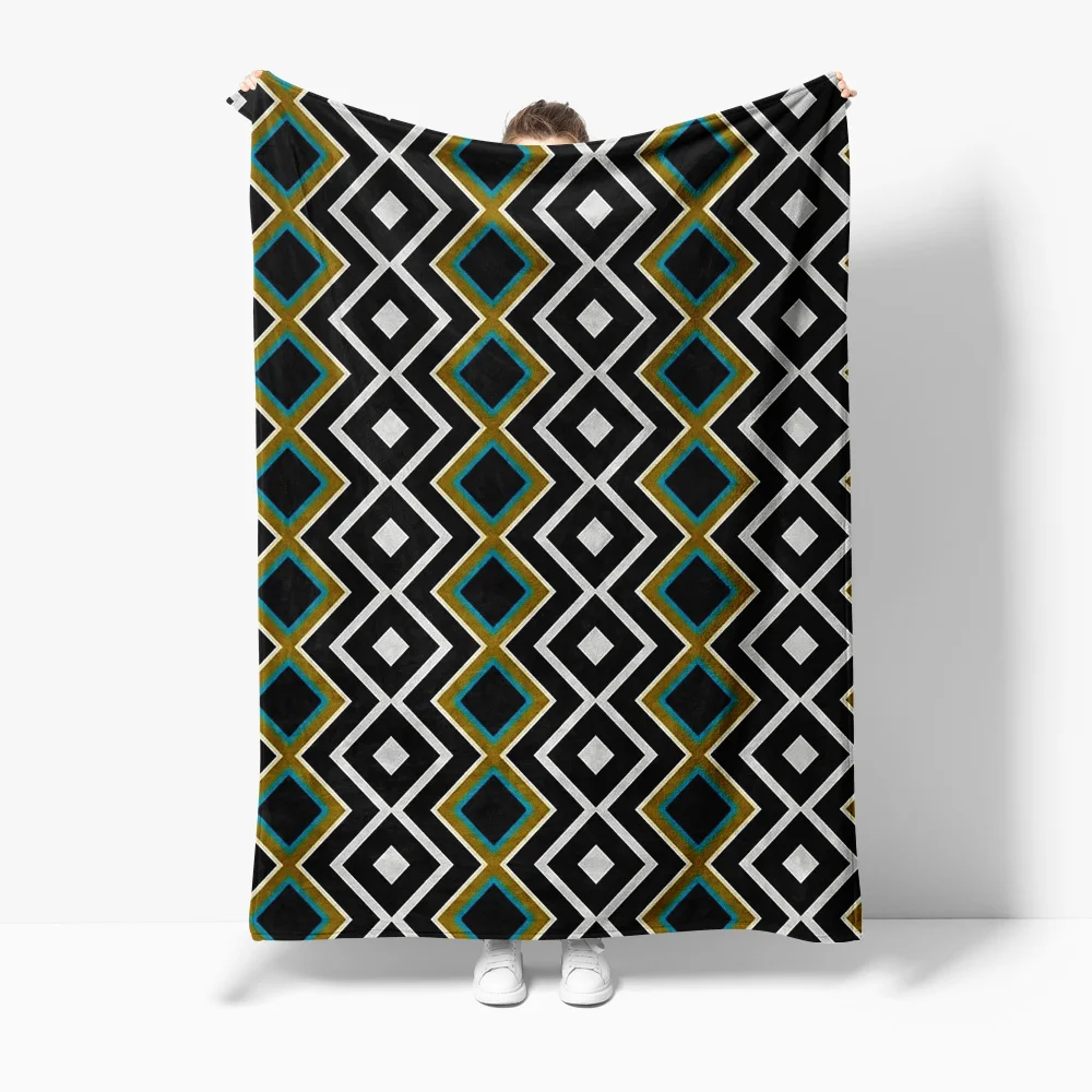 

Geometric Pattern Blanket - Black Grey Silver Geometric Throw Blanket Sofa Bed Decorative Throw Blanket