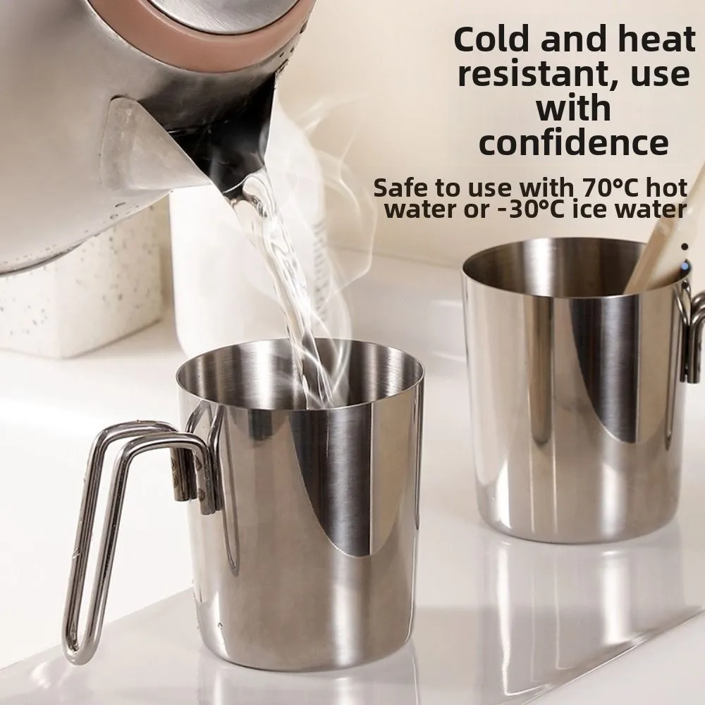 Durable Stainless Steel Mouthwash Cup Anti-rust Inverted Rinse Cup Smooth with Handle Bathroom Cup Bathroom Supplies