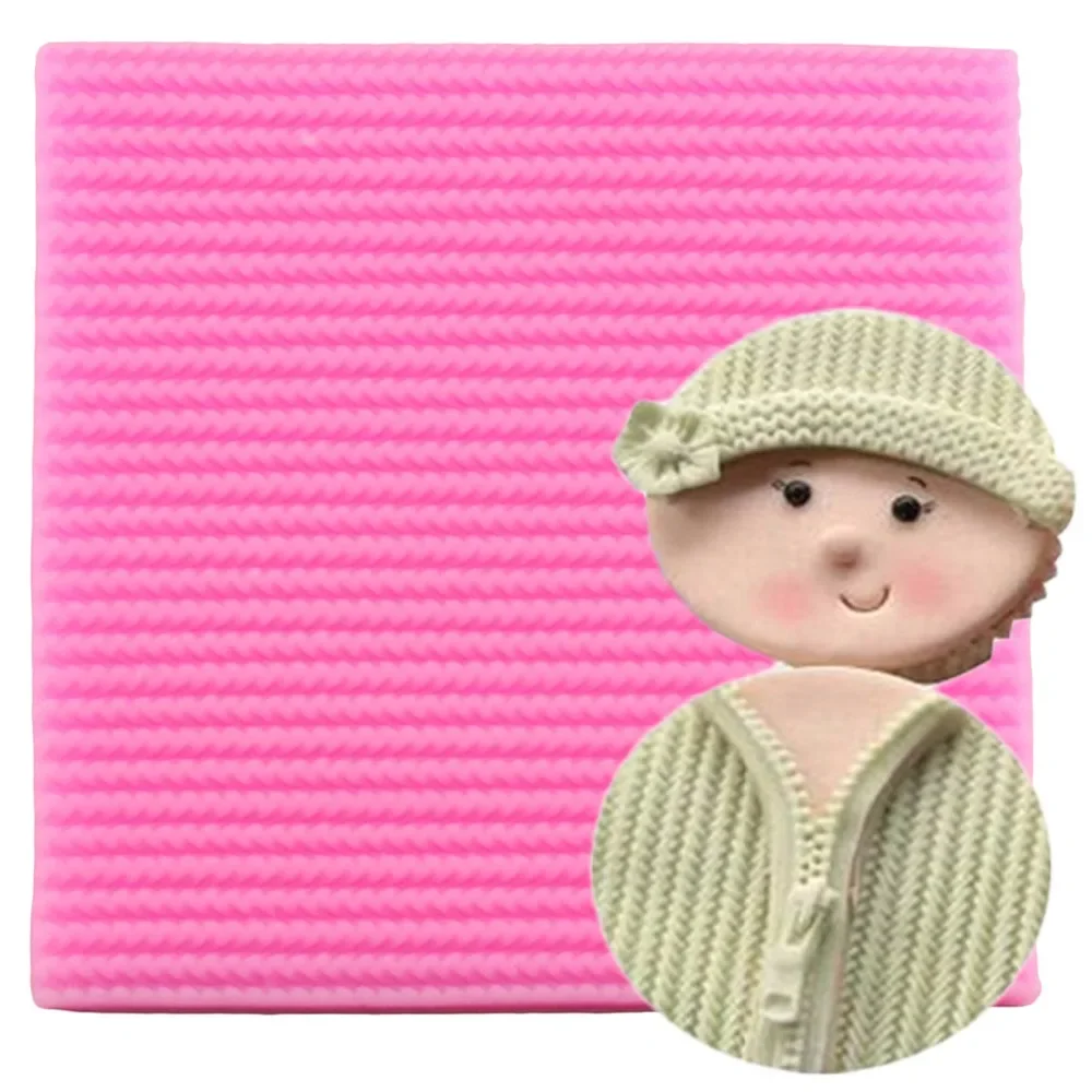 Sweater Fabric Knitting Texture Biscuits Embossed Pad Decorating Lace Mat Tool Silicone Molds Fondant Cake Decorating