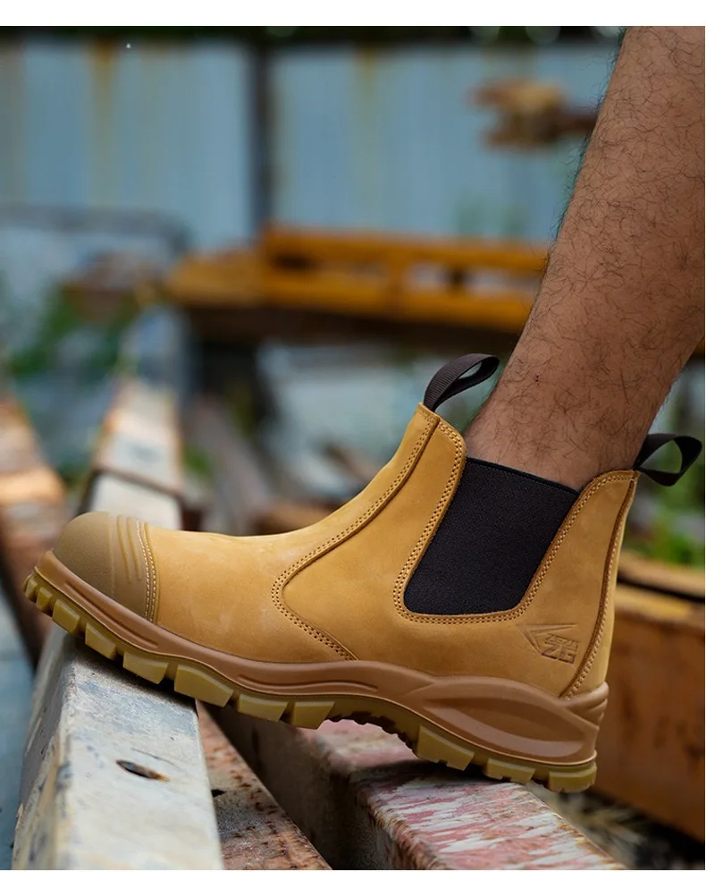 Imagem -03 - Botas de Segurança Masculinas Anti-quebra e Anti-perfuração Sapatos de Proteção de Trabalho de Couro de Cano Alto Padrão Europeu