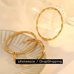 Carlidana simples aço inoxidável cor do ouro bambu joint banglestrend pulseira para mulheres homens romântico festa presente moda jóias