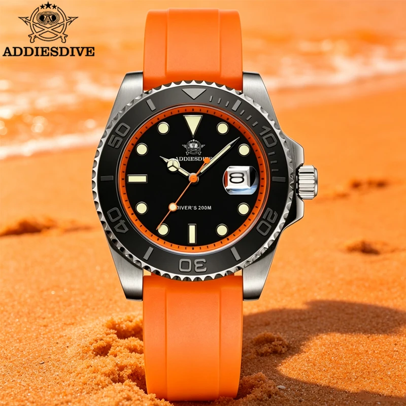 ADDIESDIVE Men Watch 200m Waterproof Japan 2115 Quartz Wristwatch Ceramic Bezel BGW9 Luminous 316L Stainless Steel Luxury Watch