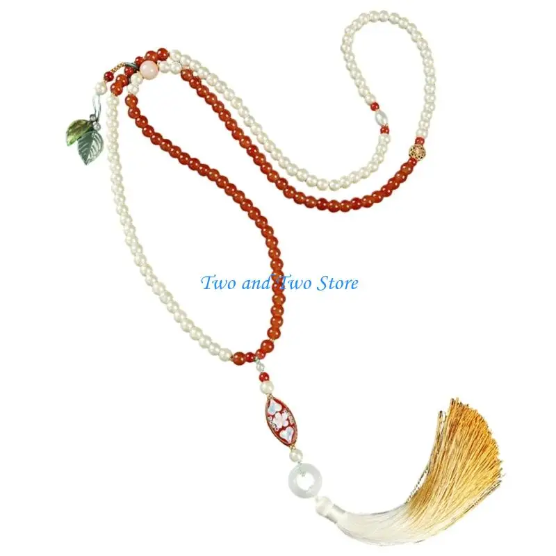 HX6F Natural Stone Beaded Fringe Chain for Crossbody Wear in Casual and Formal Environments Offering Comfortable Length