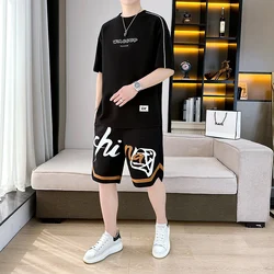 2024 Summer Men Sets Fashion Casual Short sleeves T-shirt Tracksuit 2 Piece Running Sweatshirts + Sports Shorts Set