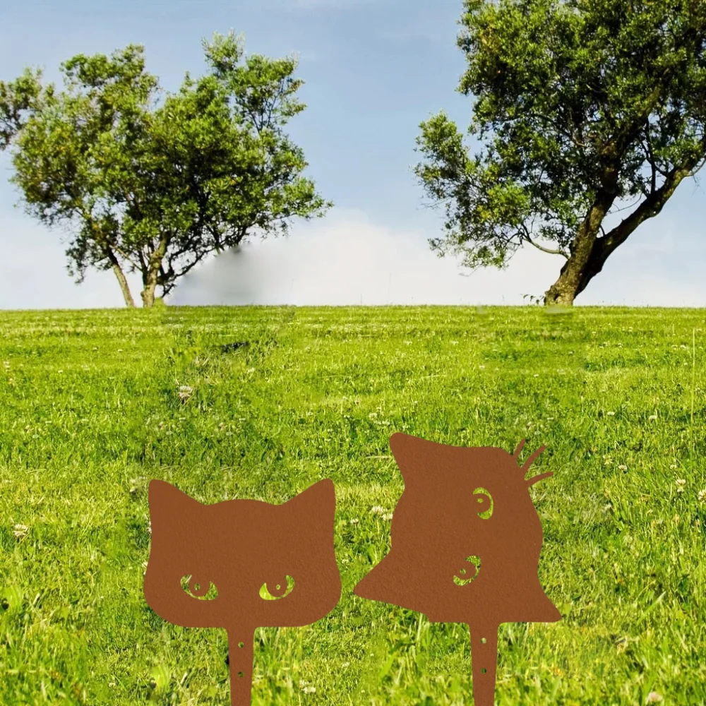 

Металлические вставные акценты силуэта с выглядывающим котом, 2 шт., поднимают ваш дом, идеально подходят для Хэллоуина и деревенского образа фермерского дома