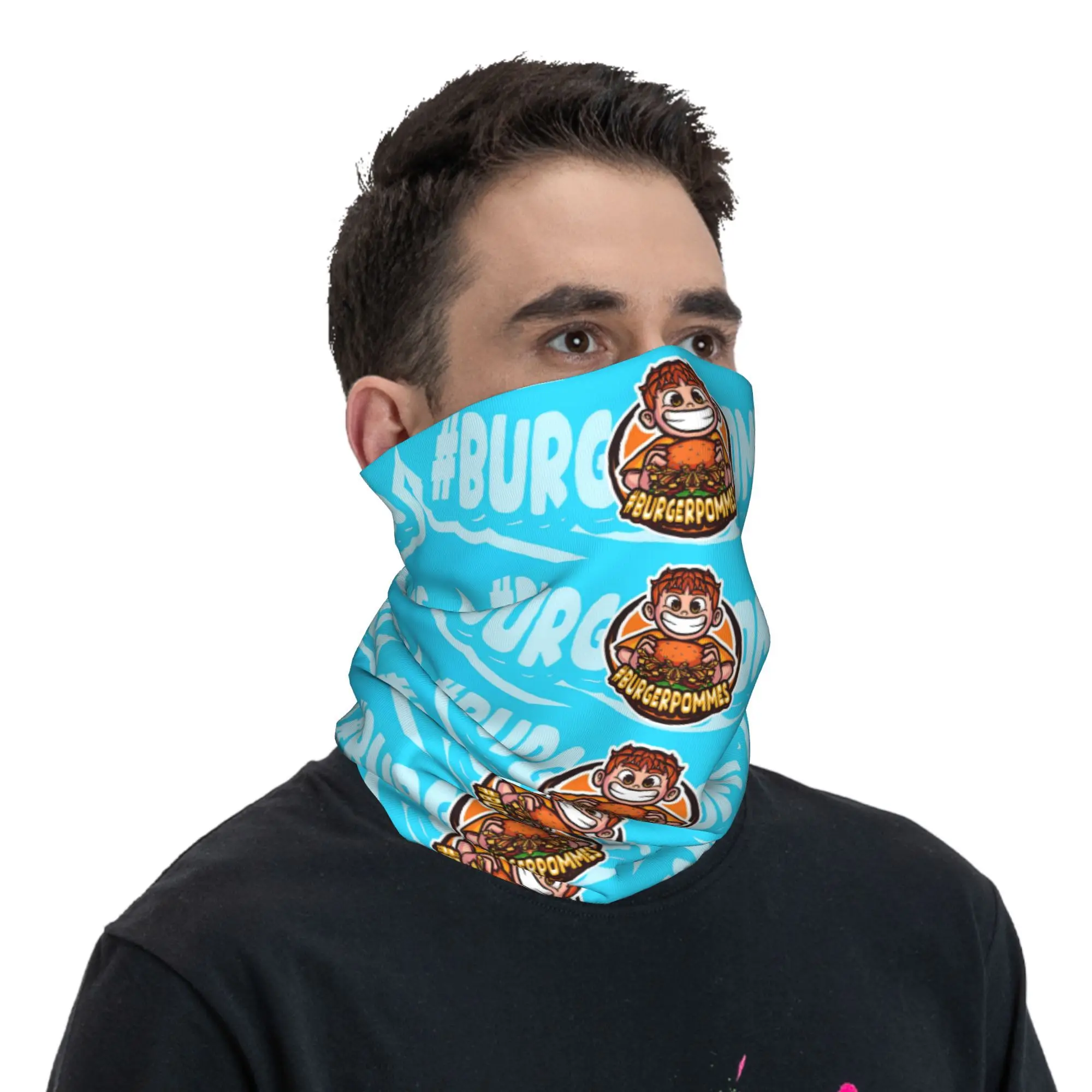 مخصص لطيف L-Lukasbses B-Burgerpommes الساخن باندانا الشتاء الرقبة أدفأ الرجال يندبروف التفاف الوجه وشاح للتزلج روك الجراب عقال