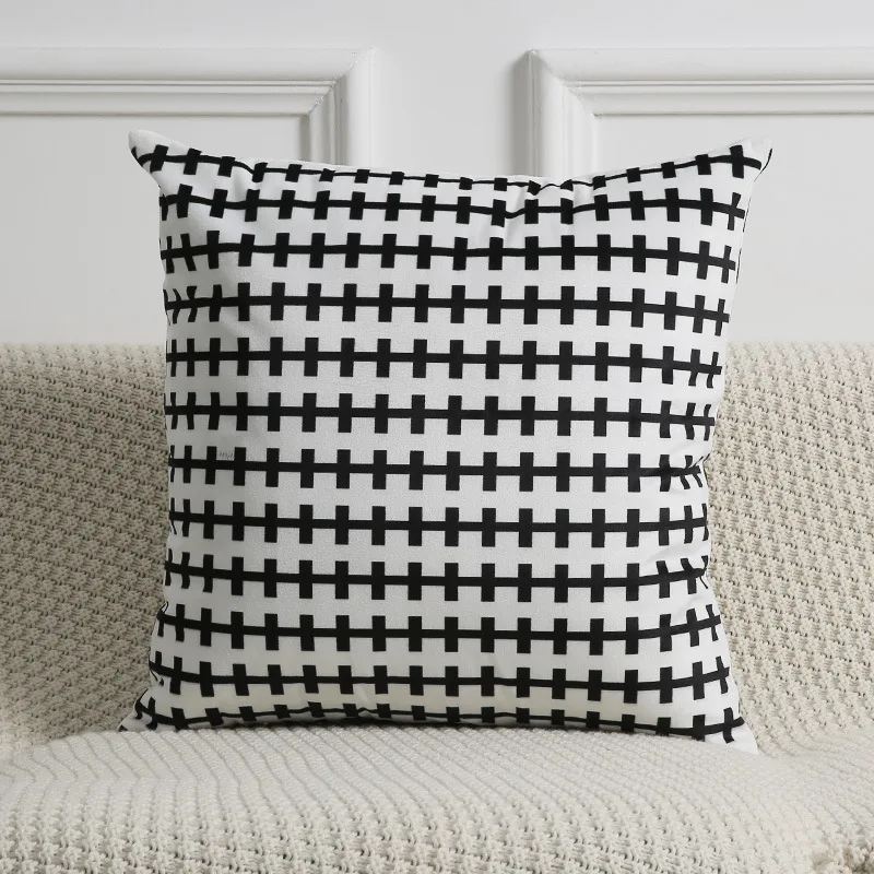 Sierkussen Kussenhoes Zwart Wit Geel Streep Geometrische Plaid Woonkamer Bank Gedrukt Nachtkastje Sierkussenhoes