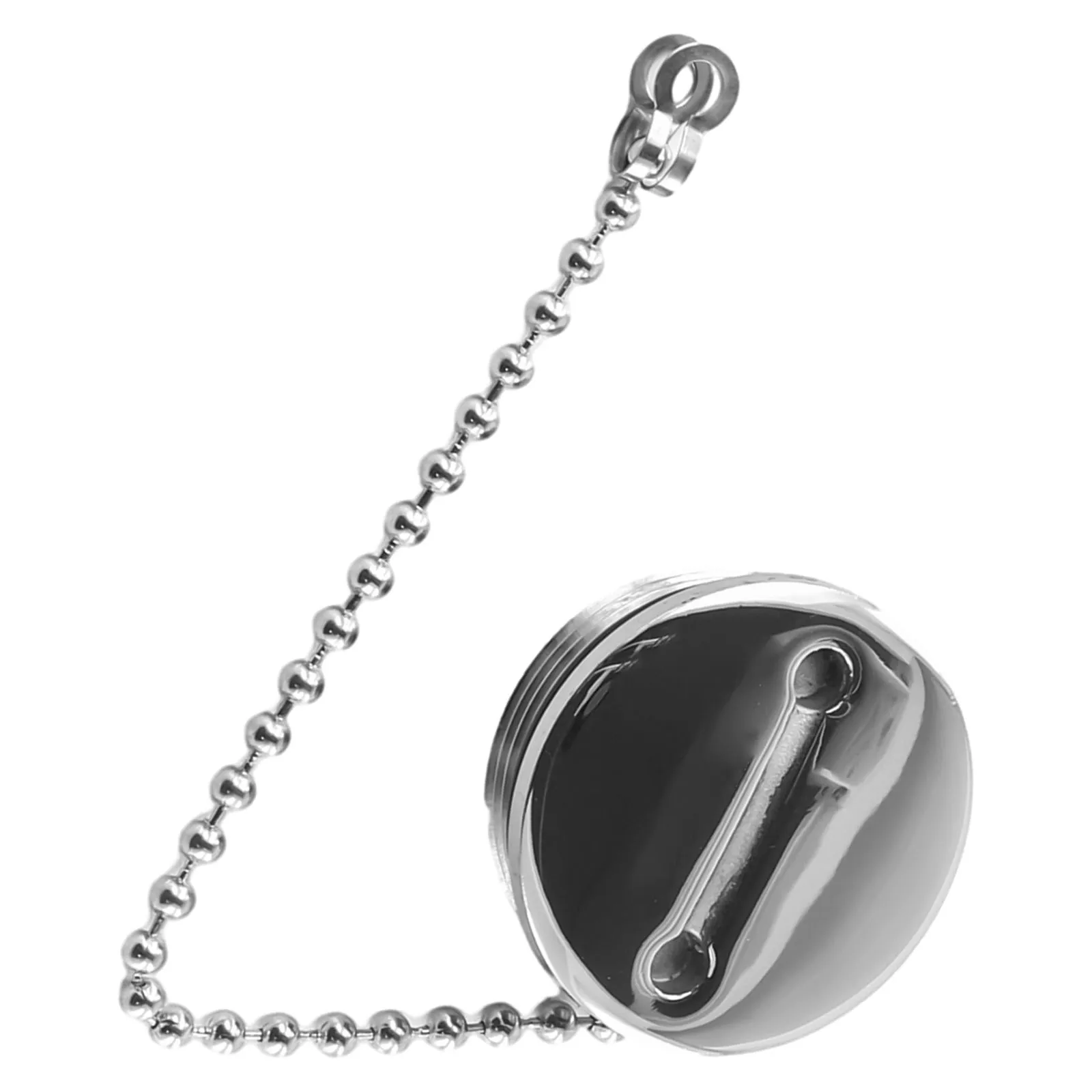 Mirror Polished Stainless Steel Replacement Cap and Chain for Boat Deck Fill Ensures a Secure Fit for Fuel, Water, and Gas