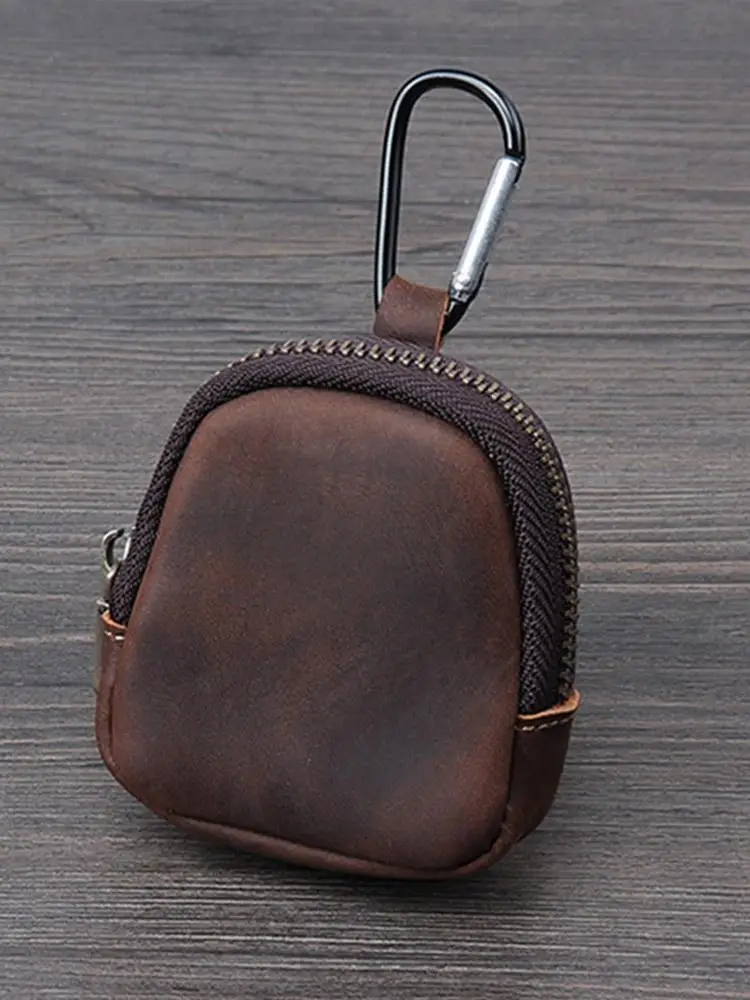 Mini PU lederen portemonnee met karabijnhaak Retro portemonnee sleutelhanger Oortelefoon opbergtas Draagbare lippenstiftzakje met riemclip - afbeelding 2