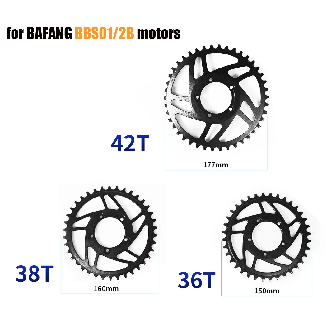 Chain Wheel for Bafang Mid Drive Motor Sprocket Chainwheel 36T 38T 42T 44T 46T 48T 52T for BBS01B BBS02B BBSHD motor