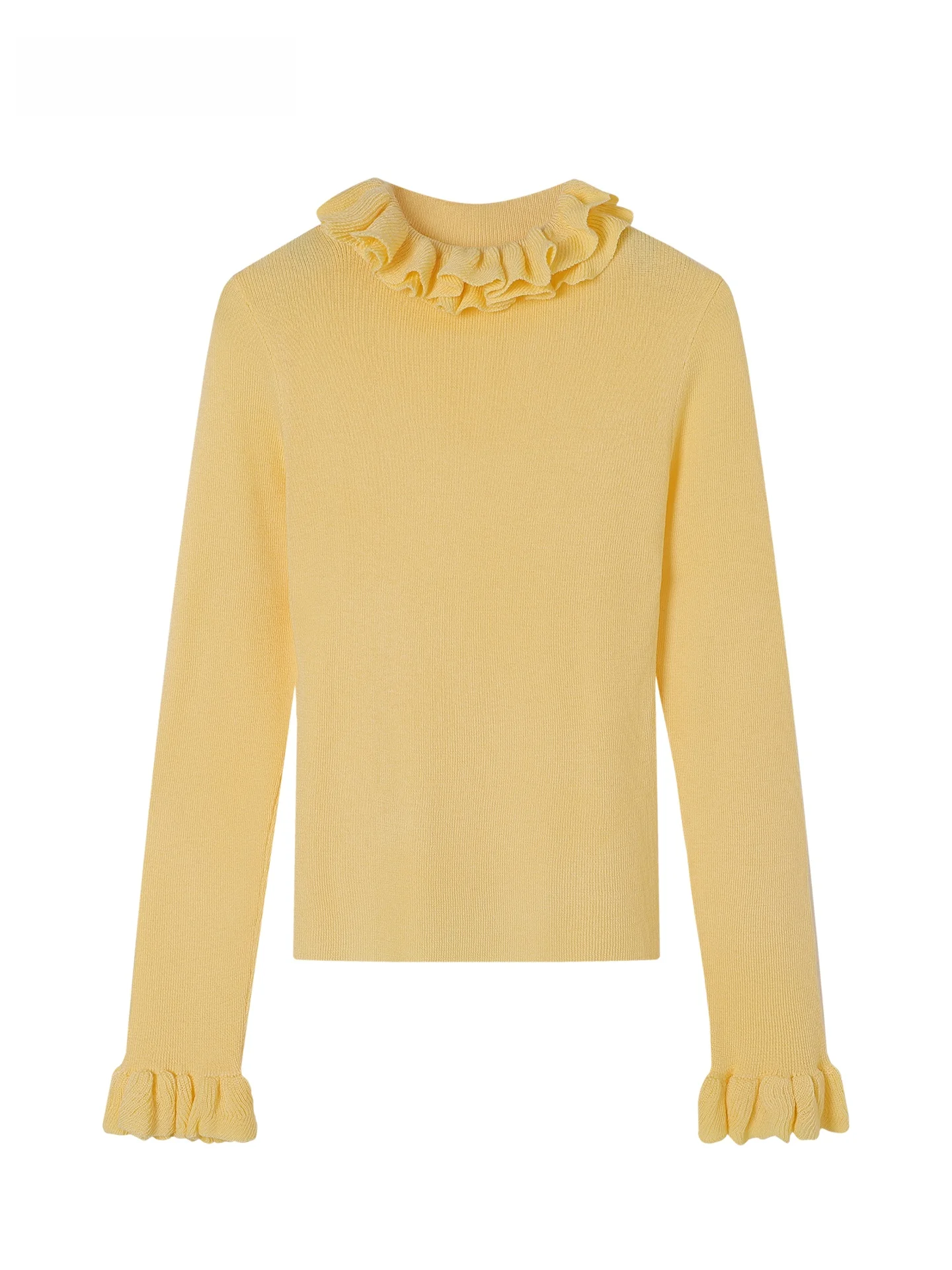 

Soft Sle Women's Knitted Wool Sweater f High Collar Slim Fit Base Layer Top JZZDEMM Wooden Ear Design Long Sve