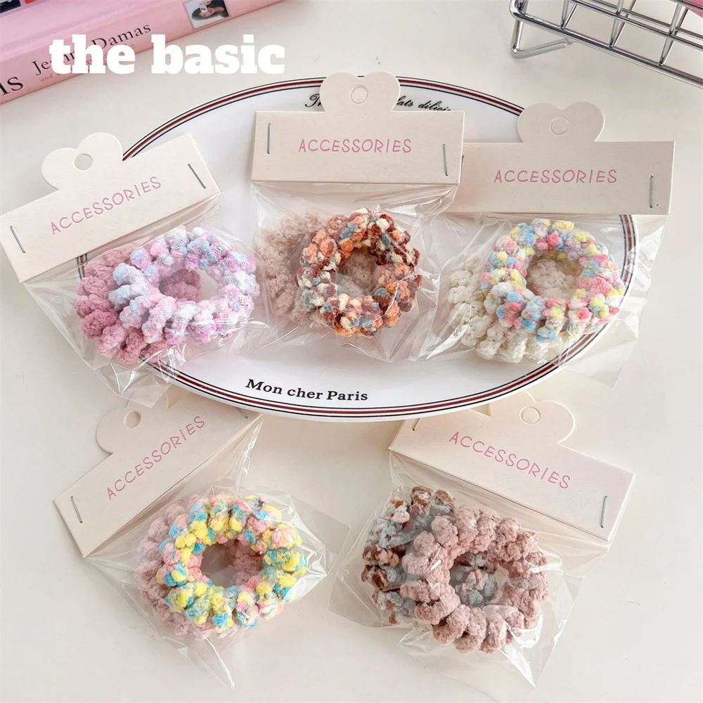 2Pcs Elastic Knit Telephone Wire Hair Bands Girl Woman Hair Accessories Rubber Band Headwear Hair Rope Spiral Shape Hair Ties