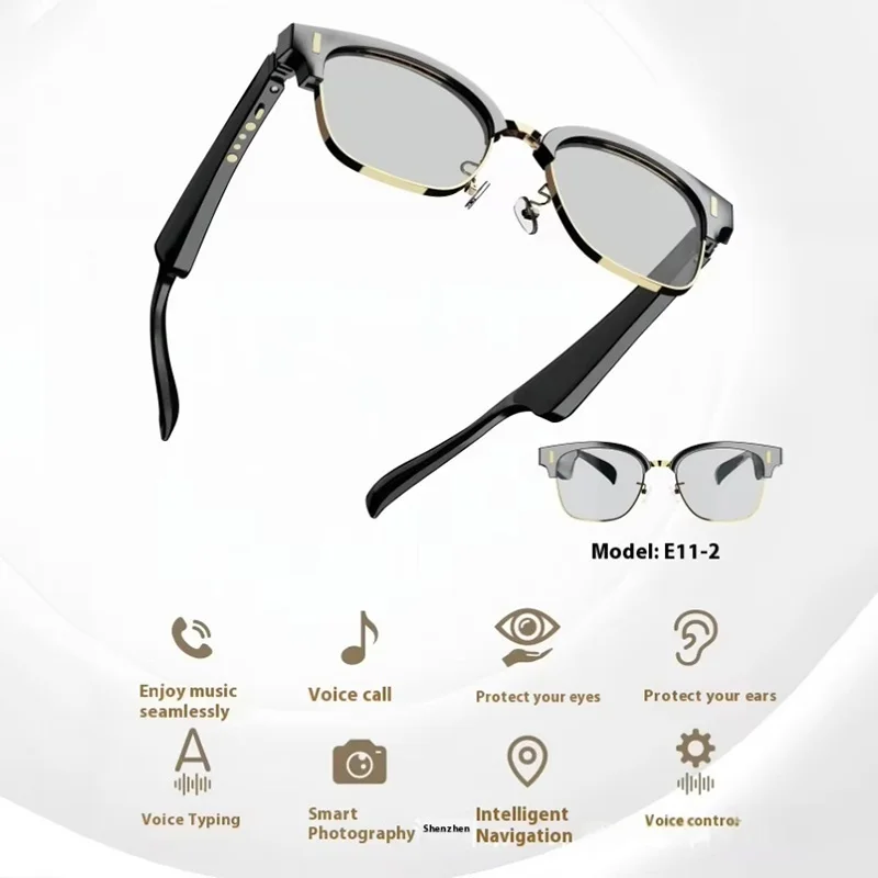 

Wireless Bluetooth Smart Glasses Wearable For Making Calls Listening To Music Remote Control Taking Photos And Voice Control NEW