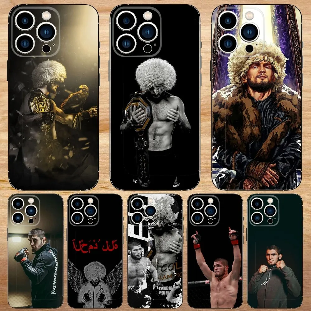 Khabib Nurmagomedov Phone Case For iPhone15,14,13,12,11,Pro,Max,Plus,Mini,X,XS,XR,8,7,6,S,Plus,SE Soft Black Case