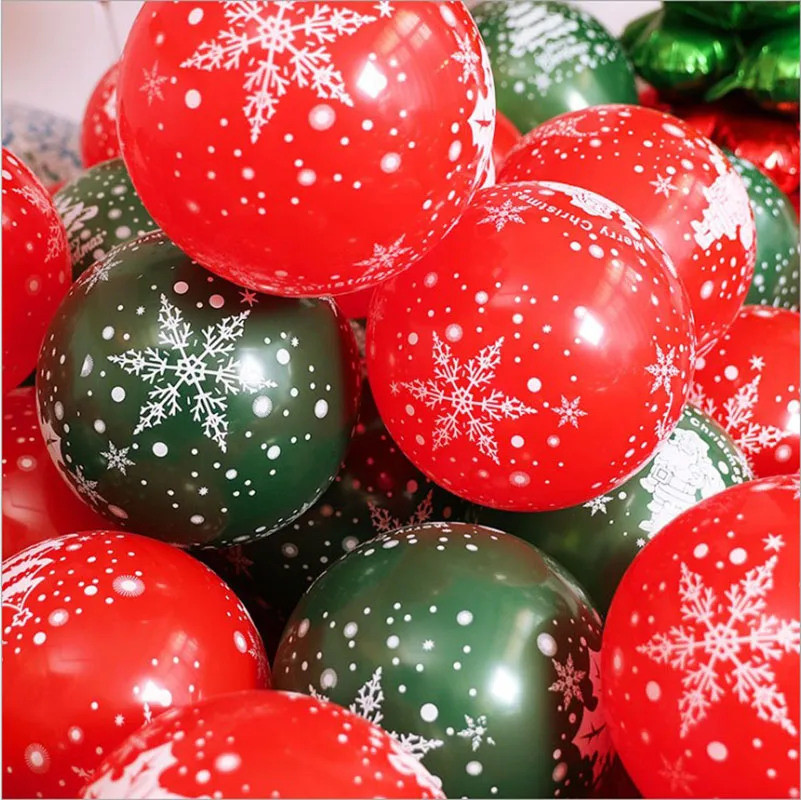 20pcs/30pcs 10inch Christmas Balloons Green Red Ballon Party Birthday Christmas Decorations For Home Snow Santa Claus Balons