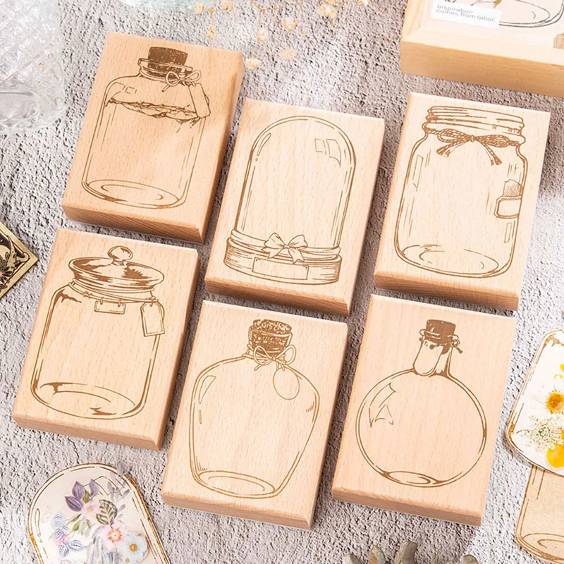 Wooden Stamp Vintage Drift Bottle Container Standard Stamp DIY Art Stamps For Card Making Journal Planner Scrapbooking Crafts