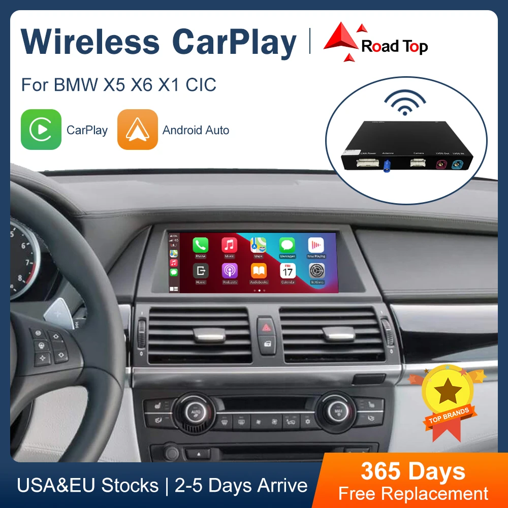 

Road Top Android Auto Interface for BMW X5 E70 X6 E71 2011-2013 X1 E84 2009-2015,with Wireless CarPlay Mirror Link AirPlay