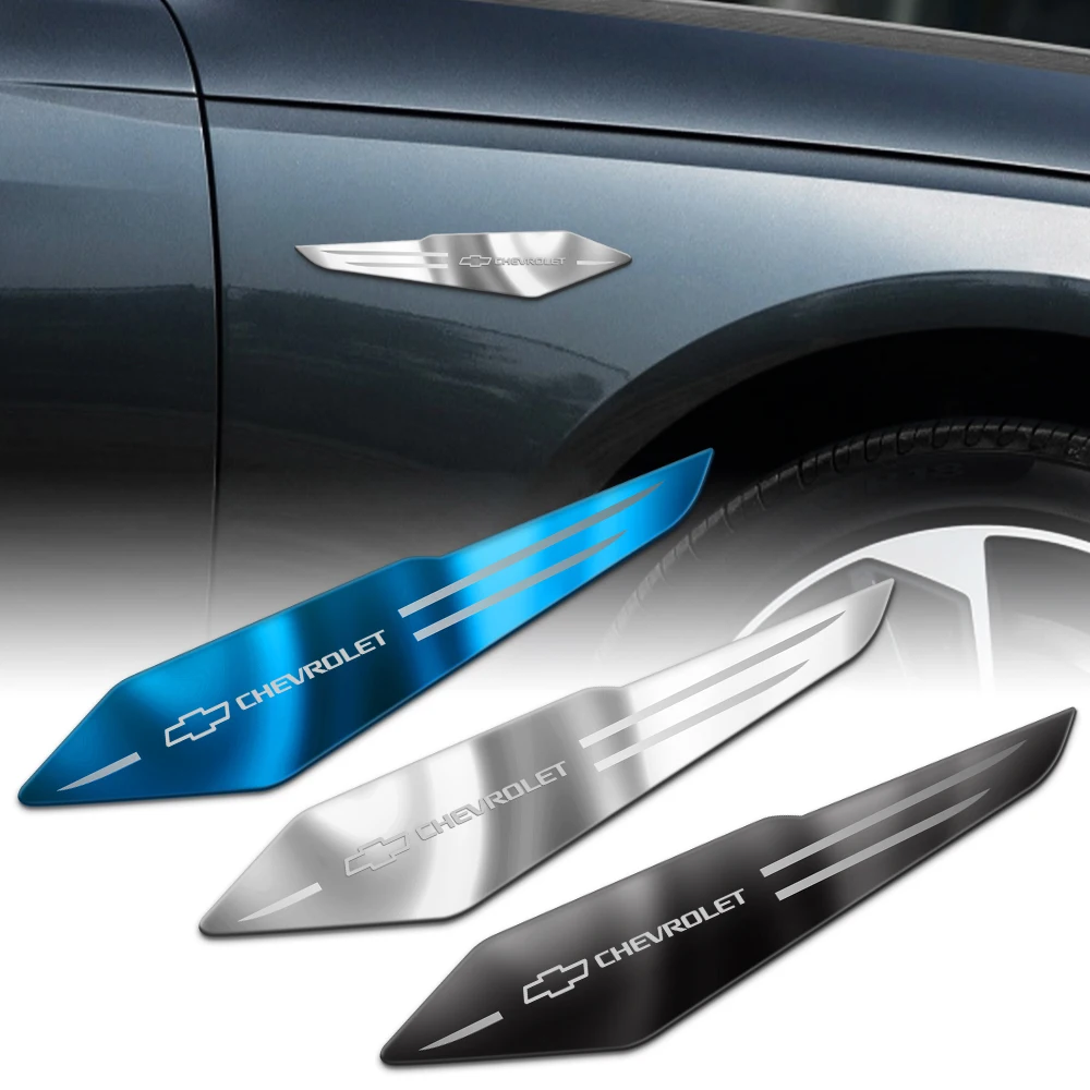 2Pcs Metal Alloy Car Wing Right & Left Side Body Fender Stickers For Chevrolet Cruze Captiva Sonic Spark Trax Malibu Orlando