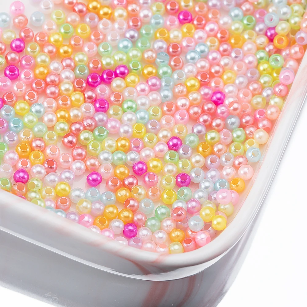 500pcs Colorful Imitation Pearl 3mm Round Plastic ABS Loose Seed Beads for DIY Jewelry Making Dress Needlework Beading Materials