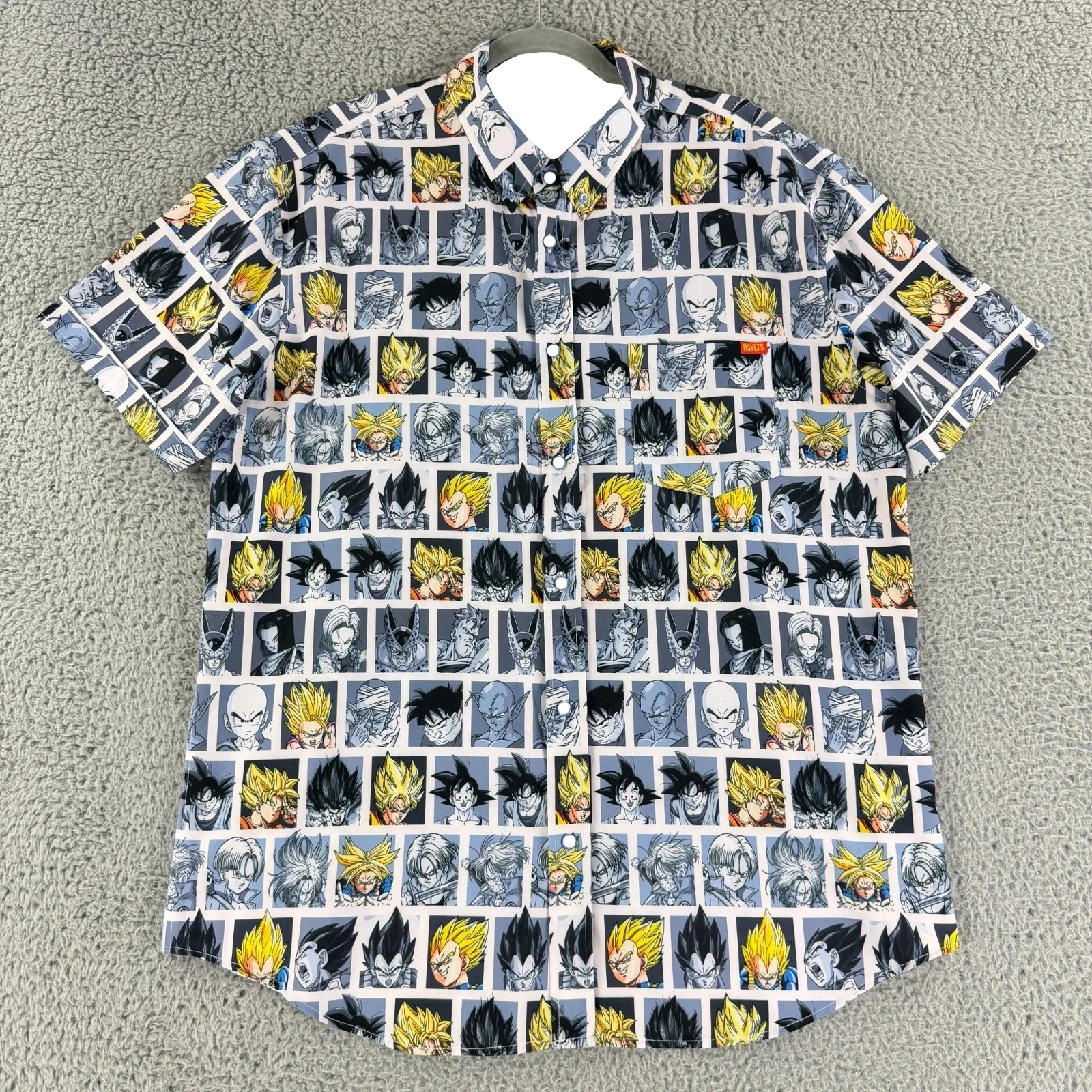 Men's Shirts Dragon Ball Z All Character Grid Print Y2K Hawaiian Oversized Shirt Streetwear Harajuku Short Sleeve Summer Blouse