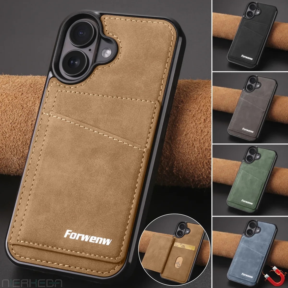 EUCAGR PU Leather Phone Case for iPhone 17 Pro Max 17E 17Pro