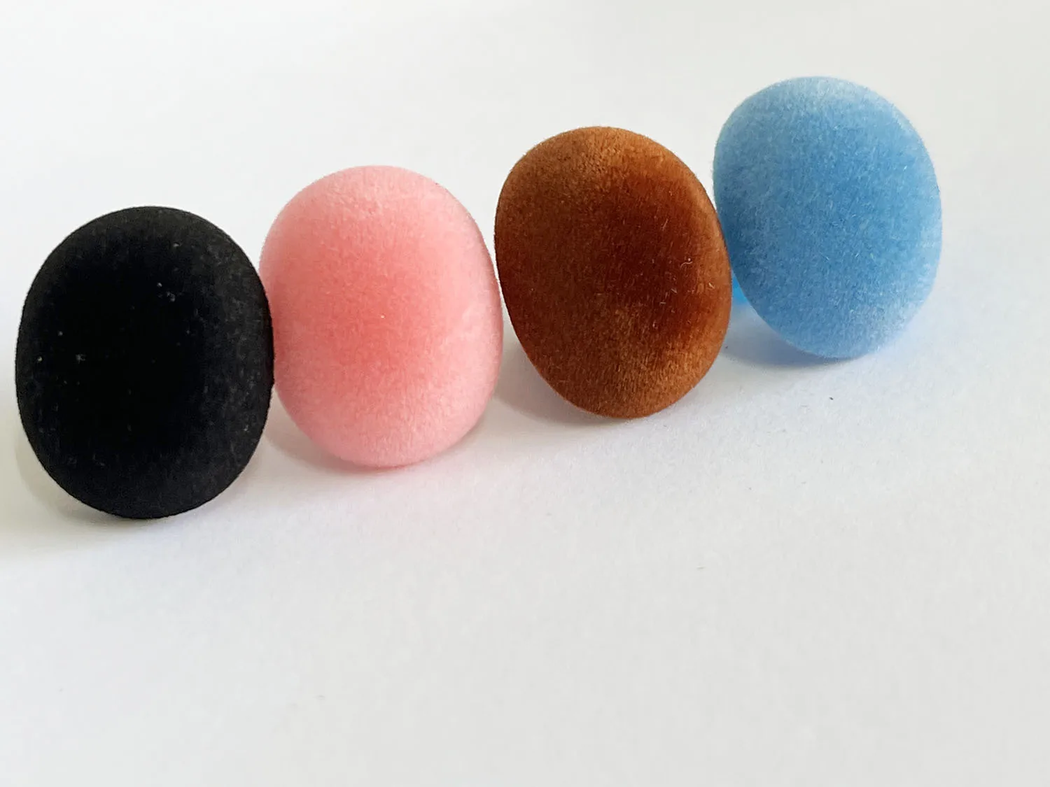 10pcs-19x24mm Oval shape pink/brown/blue/black color flocking toy nose safety toy nose + hard washer for diy plush doll findings