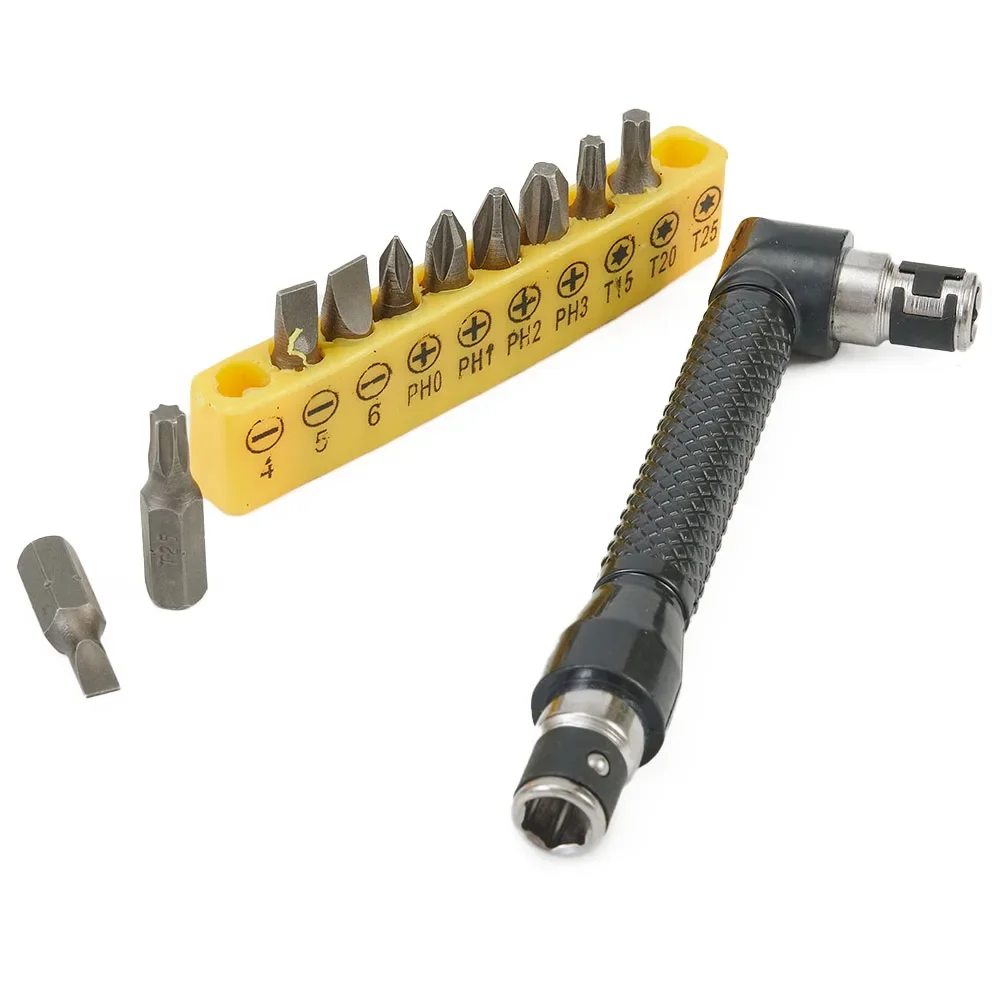 Versatile 10 Piece L Shaped Socket Screwdriver Set with Anti Slip Handle and 10 Different Bits for Various Applications