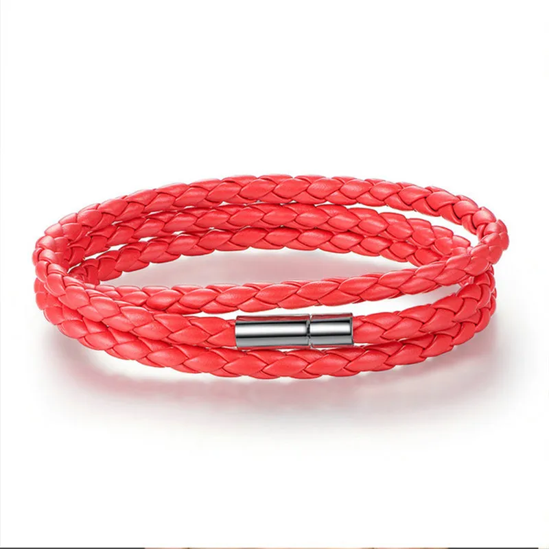 Men Leather Bracelets for Women Simple Multilayer Handmake Bracelet 11 Colors Black Red Bracelets Female Jewelry Gift Wholesale