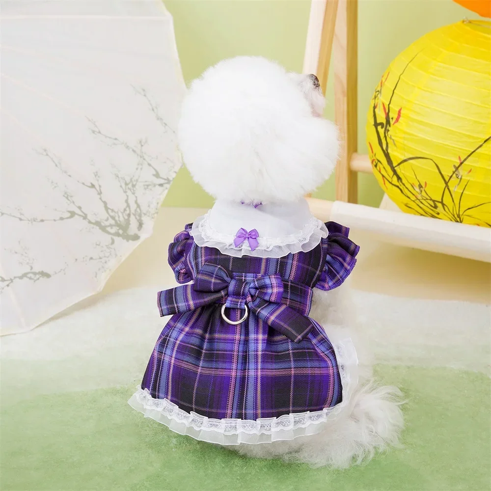 Plaid Dog Dress Puppy Summer Clothes Pet Dog Skirt for Small Medium Dogs Apparel Pet Product Supplies