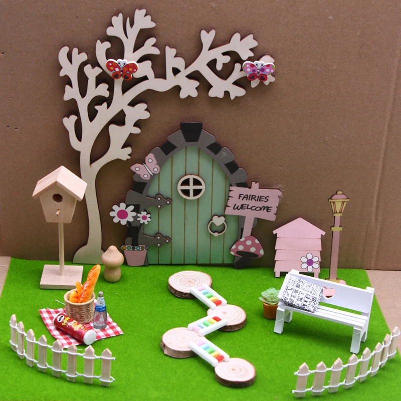 Dollhouse Mini Garden Fairy Door, Decoração de Móveis, Casa de Boneca, Micro Landscape, Acessórios Artesanais, 1:12