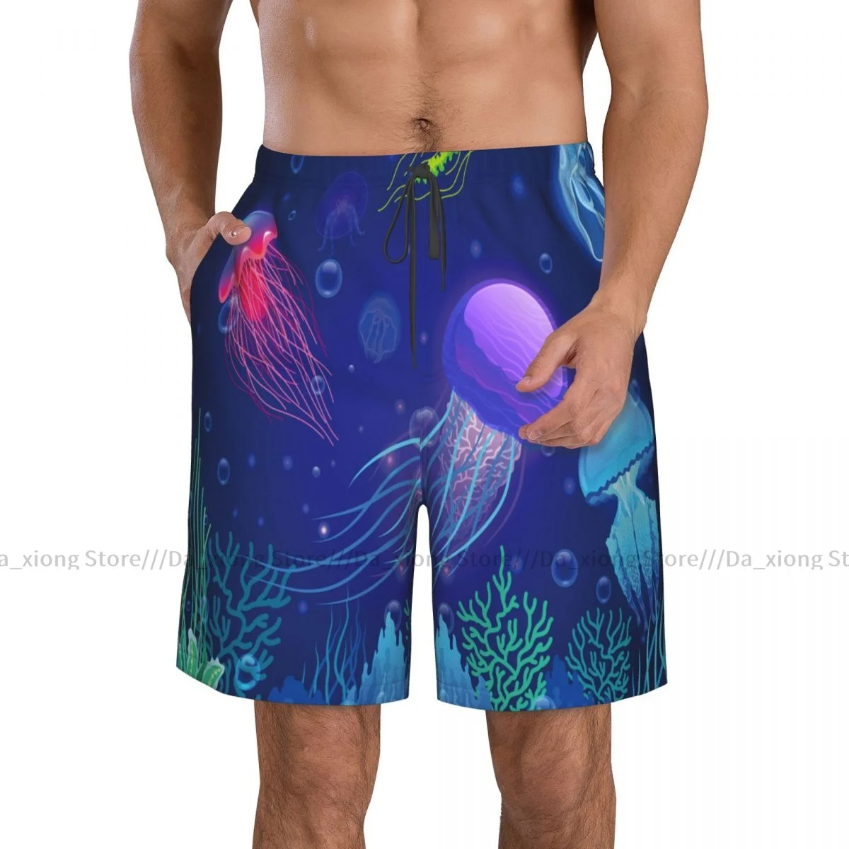 Jellyfish And Corals Quick Dry Swimming Shorts For Men Swimwear Swimsuit Trunk Bathing Beach Wear