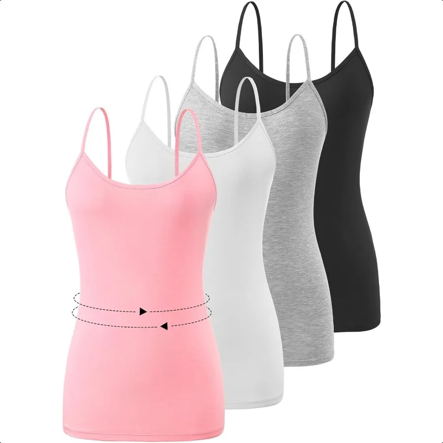 

4 PCS Basic Camisoles Tops for Womens Undershirts Adjustable Spaghetti Strap Tanks