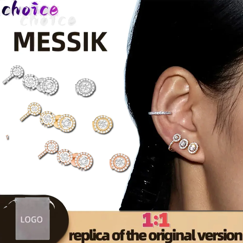 

Luxury fashion sterling silver s925 round diamond earrings messik style sweet romantic women's earrings