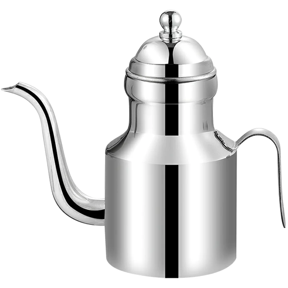 Stainless Oil Dispenser Steel Pot Castor Jar Fuel Injection Silver Container Kitchen Injector