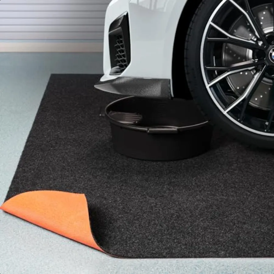 Heavy Duty Oil Spill Mat Garage Floor Mat for Under Car 64" X 64" Waterproof 1 4" Rubber Backing Protects Floor Reusable Absorb