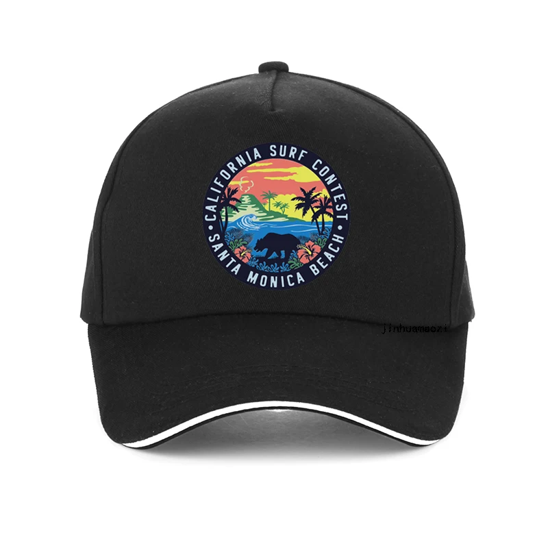 

Summer Casual Women sunhat Best Surfing Santa Monica California Unisex Baseball cap Vacation Beach california surf contest hats