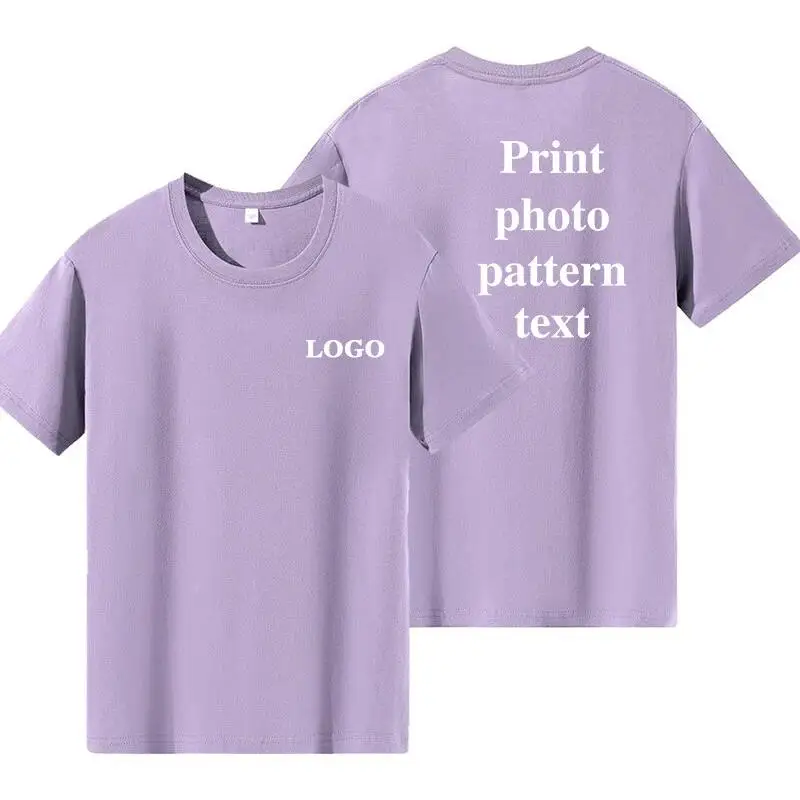 180g 100% Cotton Round Neck T-shirt Men Women Customized Logo Multi-color Casual Basic Short Sleeved Team Workwear Wholesale