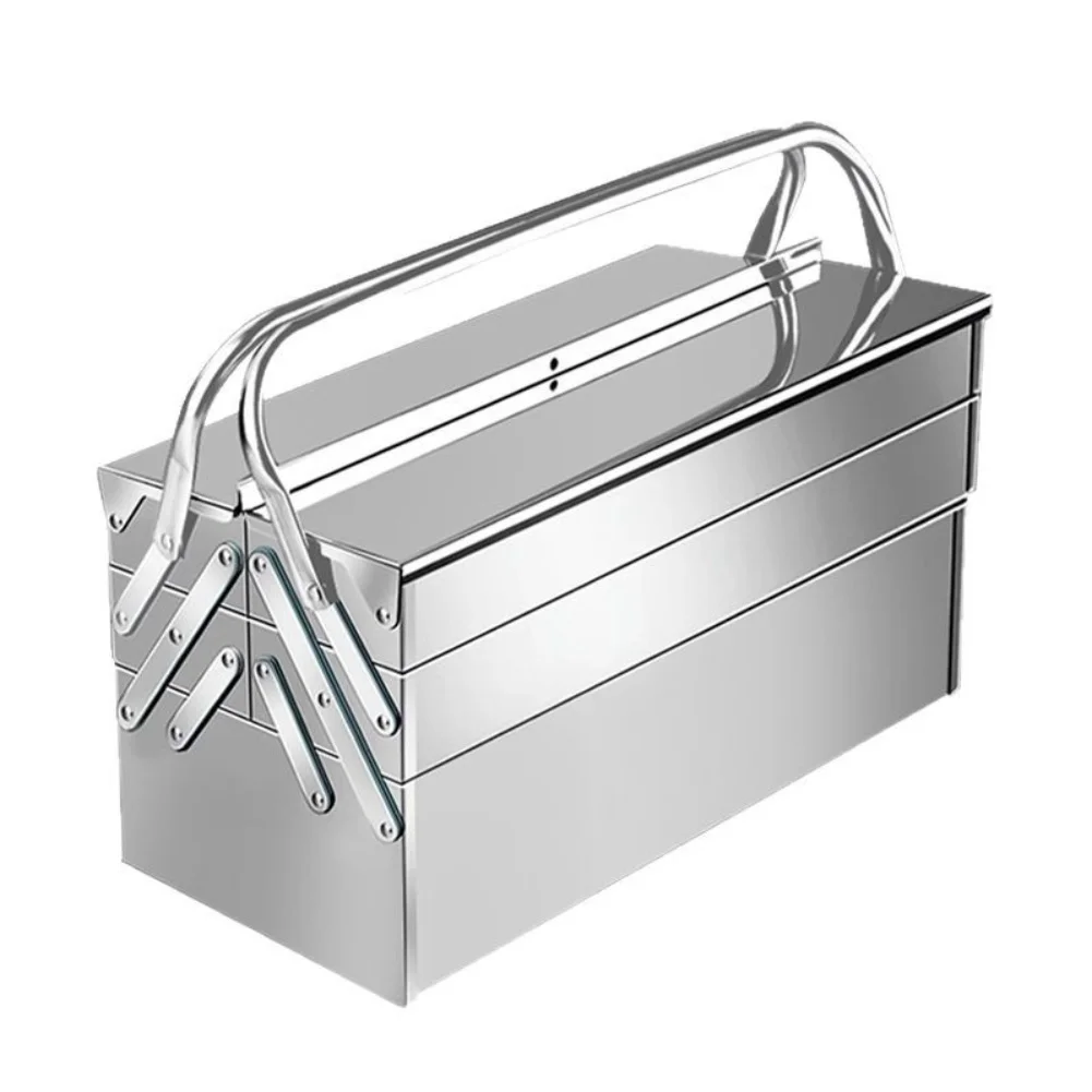 1PCS Foldable Cantilever Stainless Steel Toolbox Multifunctional Portable Auto Maintenance Storage Box Organizer For Repair
