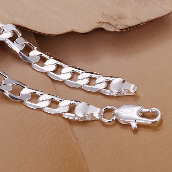 Silver color exquisite lobster claw clasp bracelet fashion charm 6MM chain women men silver jewelry birthday gift H245