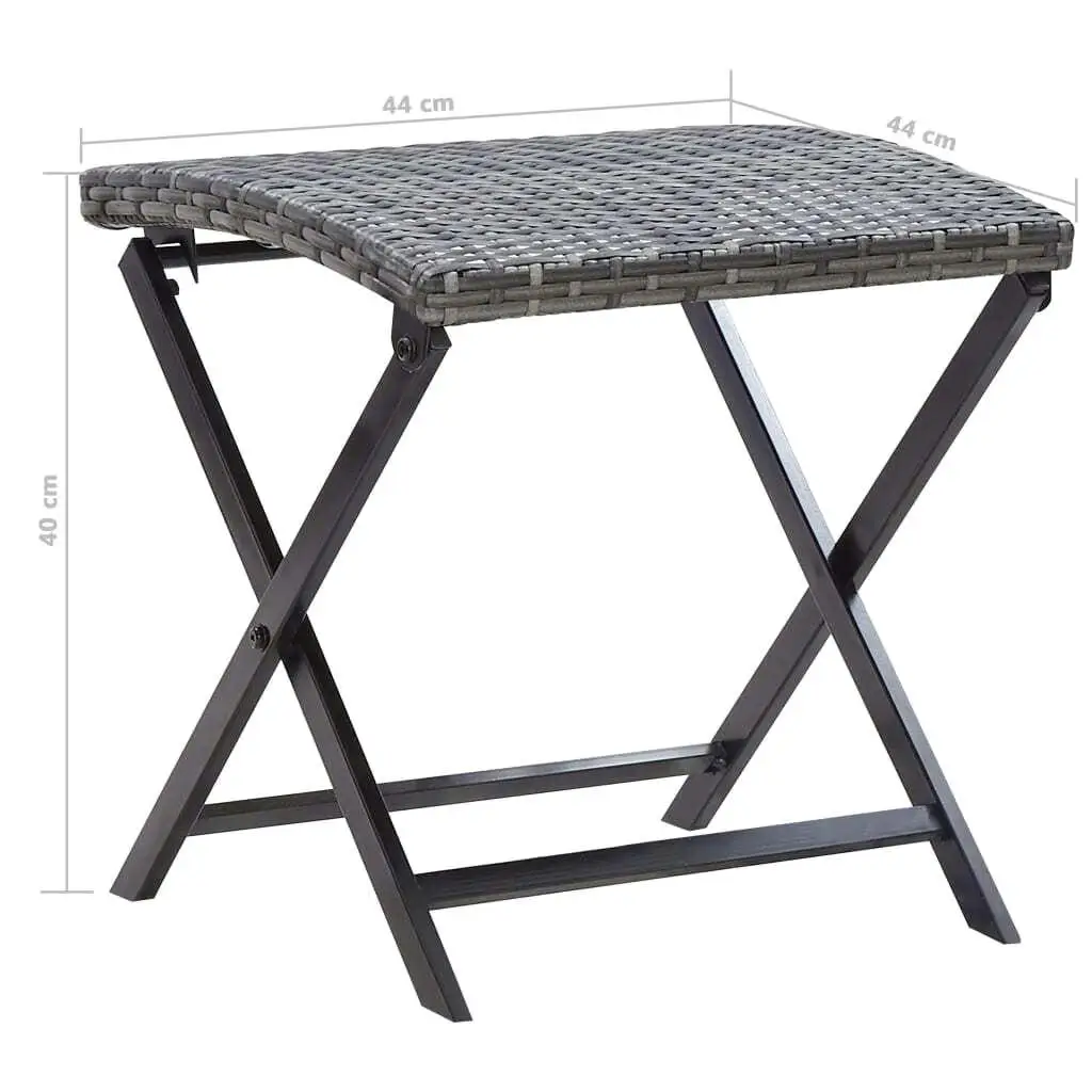 Gray Poly Rattan Folding Stool - Compact Outdoor Seating Solution