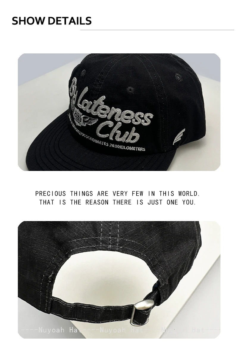 Neue Retro-Baseballkappen für Damen und Herren mit Buchstaben-Stickerei, Sonnenschutz, flachem Schirm, vielseitig einsetzbar, modische Outdoor-Caps – Detail 3
